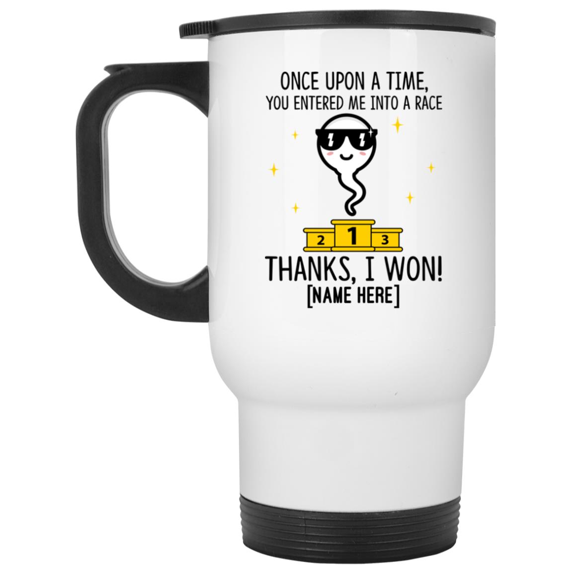 Personalized Once Upon A Time, White, 14 oz. White Travel Mug