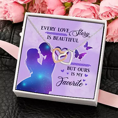 Every Love Story Is Beautiful But Ours Is My Favorite Interlocking Hearts Pendant Necklace - Necklace For Wife