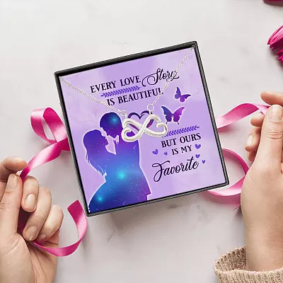Alternative view of Every Love Story Is Beautiful But Ours Is My Favorite Infinity Heart Pendant Necklace - Necklace For Wife