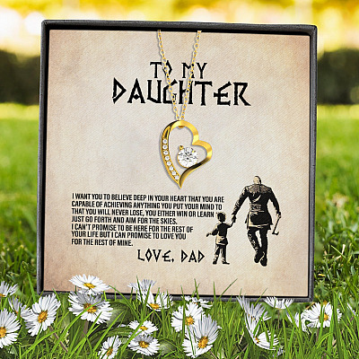 From Viking Dad To My Daughter I Want You To Believe Deep In Your Heart Forever Love Heart Pendant Necklace