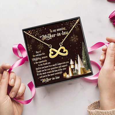 To My Amazing Mother In Law You're The Most Wonder Full Mother In Law Christmas Gift Infinity Heart Pendant Necklace