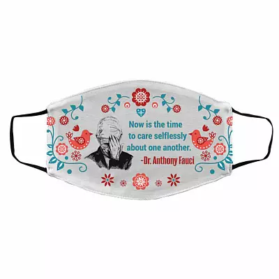 Dr. Fauci Mask, White, Cloth Face Cover – Medium/Large
