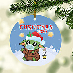 Baby Yoda Merry Christmas Star Wars Christmas Flat Holiday Circle Ornament Keepsake