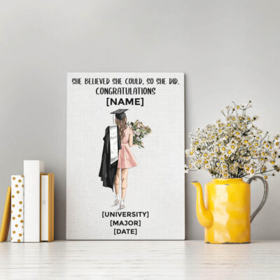 Alternative view of Personalized Graduation Gifts Framed Canvas - She Believe She Could Do So She Did It Unframed Poster