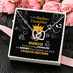 From Dad To My Badass Daughter Whenever Feeling Overwhelmed Straighten Ur Crown Interlocking Hearts Necklace