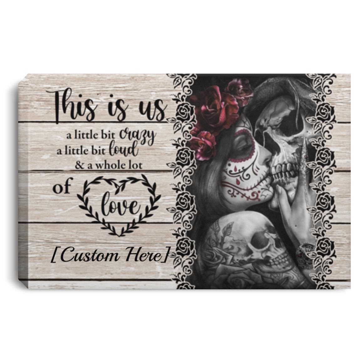 Personalized Skull Couple This Is Us, White, 0.75'' Framed Canvas