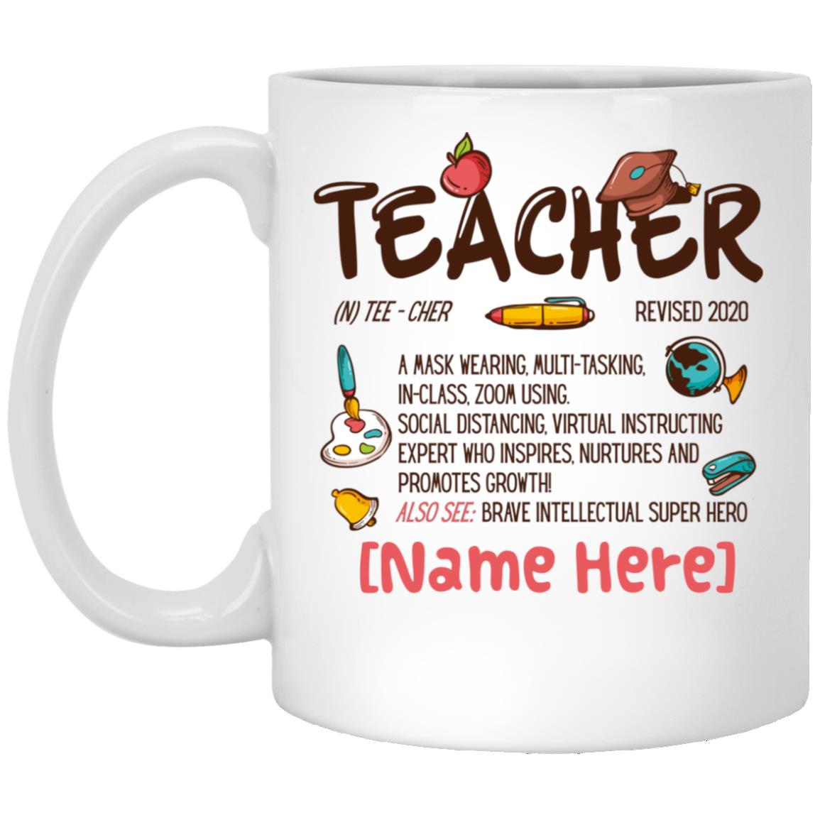 Personalized Teacher Definition, White, 11 oz. White Mug