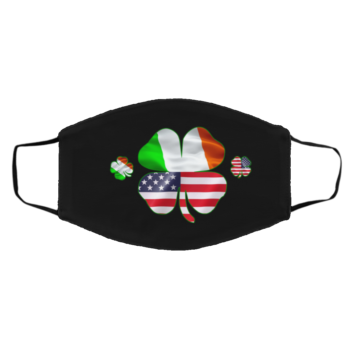 American Irish Flag Washable Reusable Custom Printed Cloth Face Mask Cover, White, Cloth Face Cover – Medium/Large