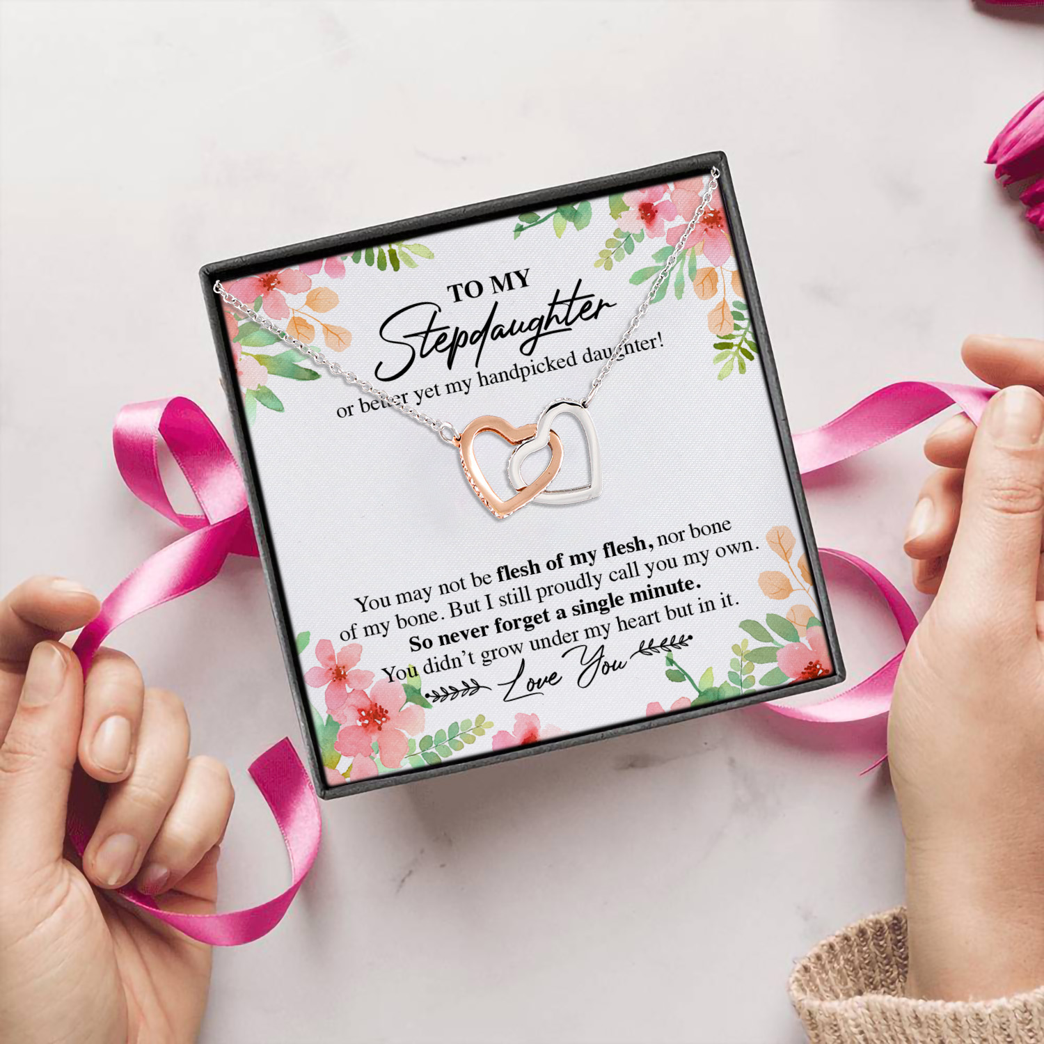 8VT. To My Stepdaughter Or Better Yet Interlocking Hearts Necklace 5