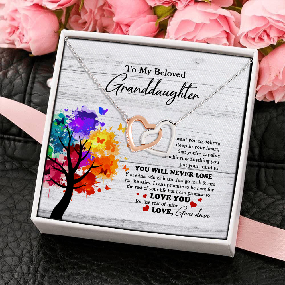 4VT. To My Beloved Granddaughter Interlocking Hearts Necklace 4