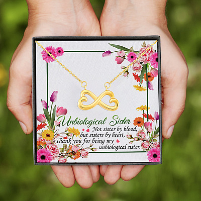 Best Friends Forever Thank You for Being My Unbiological Sister Infinity Heart Pendant Necklace