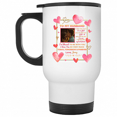 14 oz. White Travel Mug