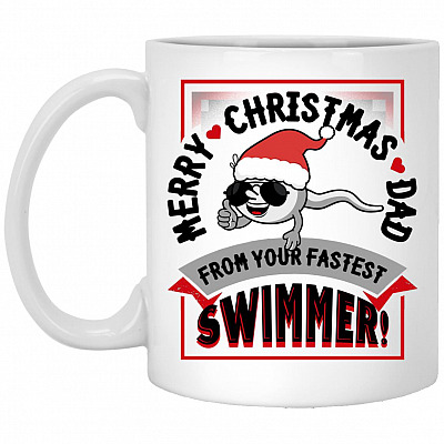 Merry Christmas Dad From Your Fastest, White, 11 oz. White Mug