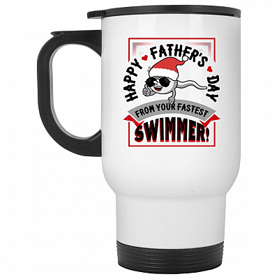 14 oz. White Travel Mug