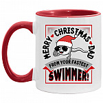 Merry Christmas Dad From Your Fastest, White/Red, 11 oz. Accent Mug