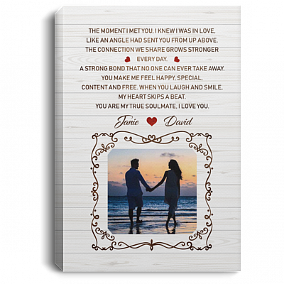 Custom Photo The Moment I Met You I Was in Love Gallery Wrapped Framed Canvas Prints - Unframed Poster, White, 0.75'' Framed Canvas
