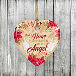 Half Of My Heart Is In Heaven With My Angel Heart Ornament Keepsake - Memorial Sympathy Ornaments