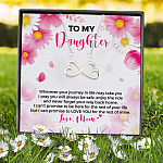 5VT. To My Daughter Wherever Journey Infinity Heart Necklace (Silver) 7
