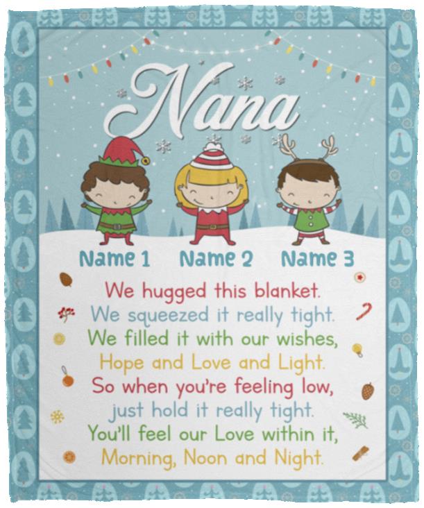 Personalized Nana Grandma Gift Blanket, White, Cozy Plush Fleece Blanket - 50x60