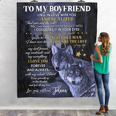 Alternative view of Personalized to My Boyfriend I Love You Forever Fleece Blanket - Sherpa Blanket - Woven Blanket