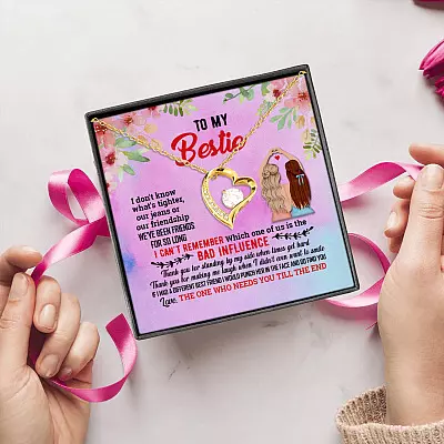 Alternative view of To My Bestie I Don't Know What's Tighter Our Jeans or Our Friendship Forever Love Pendant Necklace