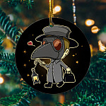 Cute Plague Doctor With Lantern Decorative Christmas Ornament - Holiday Flat Circle Ornament