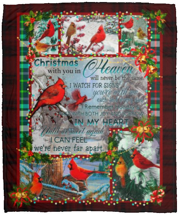Christmas With You In Heaven, White, Cozy Plush Fleece Blanket - 50x60