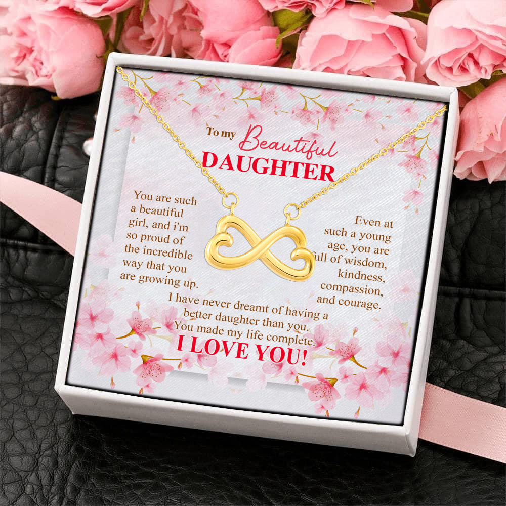 2P. Beautiful daughter (4) Infinity Heart Necklace (Gold) 4