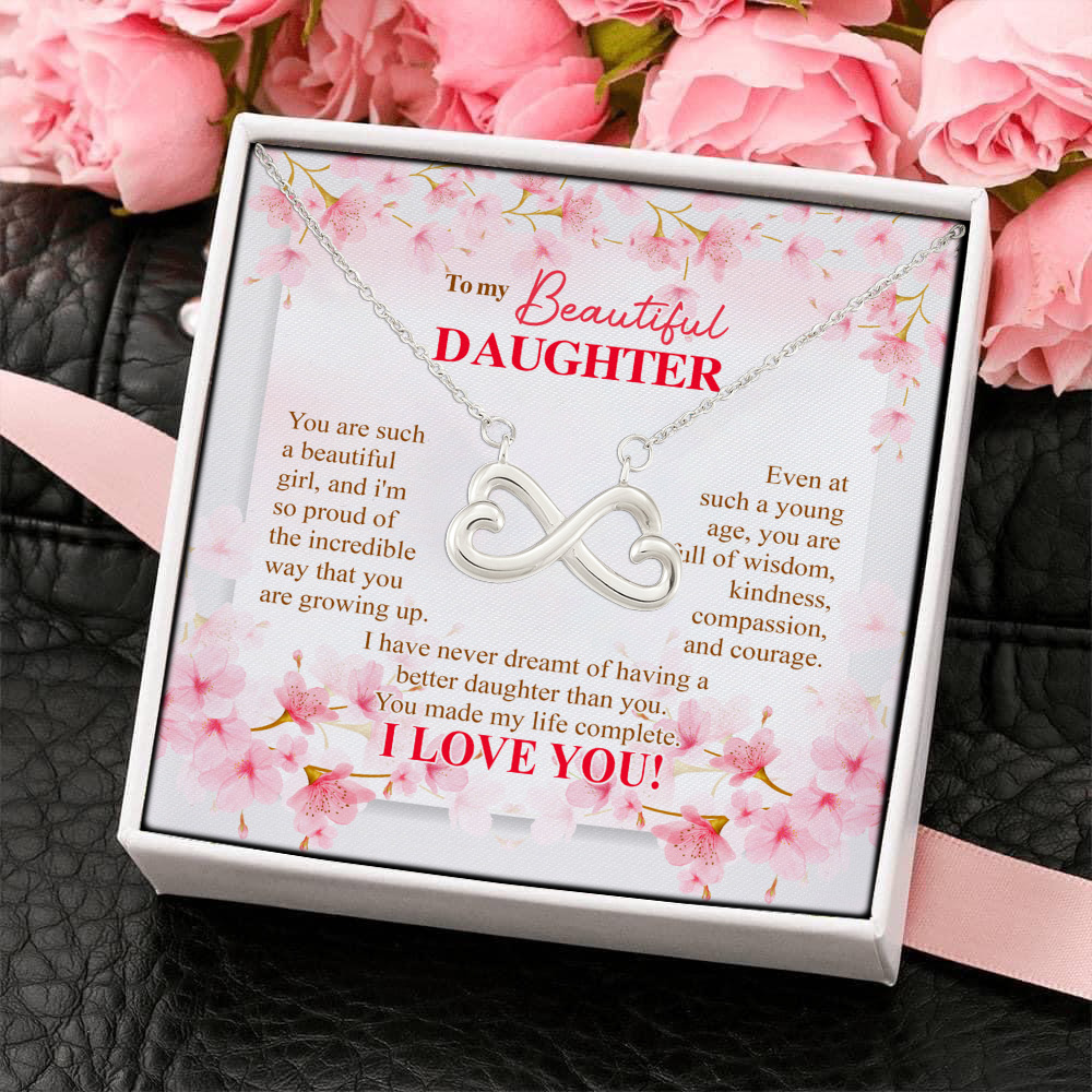 2P. Beautiful daughter (4) Infinity Heart Necklace (Silver) 4