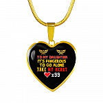 To My Daughter It's Dangerous to Go Alone Take My Heart - Daughter Necklace - Heart Pendant Necklace - Heart Luxury Necklace (Gold Plated)