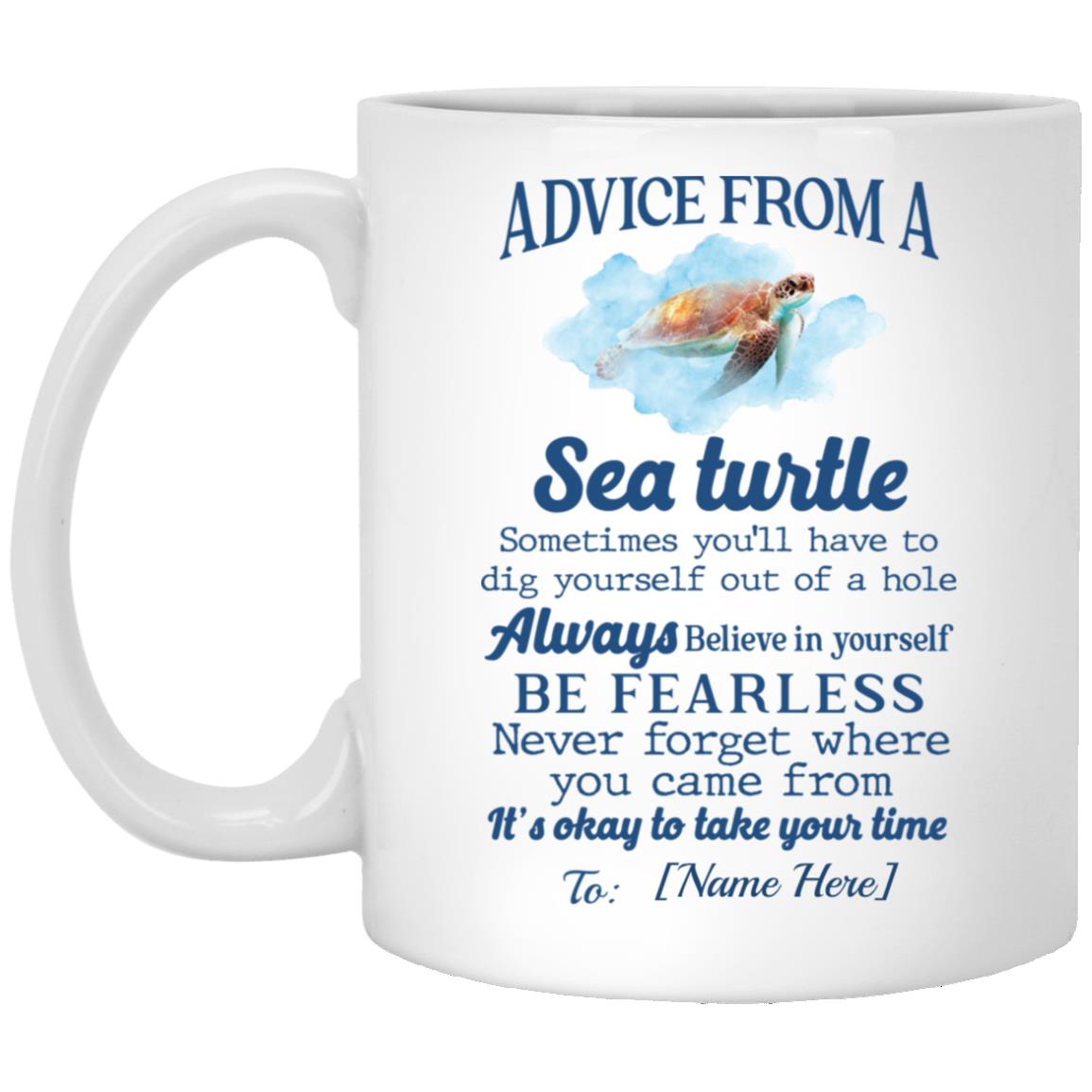 Personalized Sea Turtle, White, 11 oz. White Mug