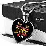 To My Girlfriend It's Dangerous to Go Alone Take My Heart - Girlfriend Necklace Heart Pendant Necklace - Heart Luxury Necklace (Silver)