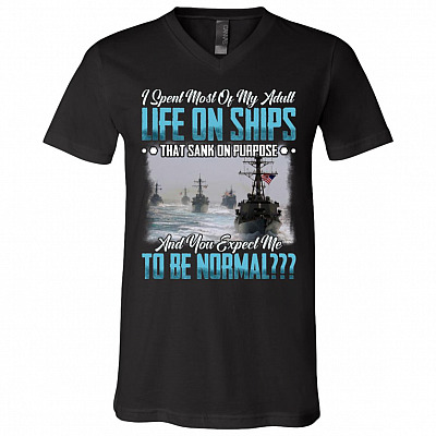 I Spent Most Of My Adult Life, Black, V-Neck T-Shirt