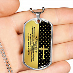 From Mom And Dad To My Son Always Remember You Are Braver Than You Believe Jesus Cross Dog Tag Pendant Necklace - Dog Tag (Silver)