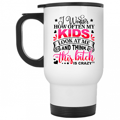14 oz. White Travel Mug