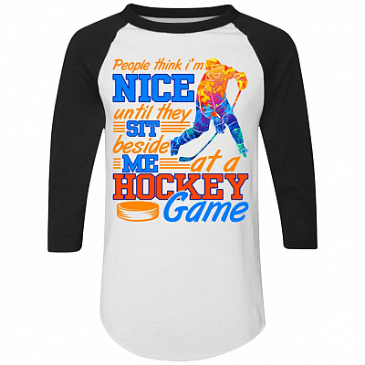 People Think I'm Nice Until They Sit Beside, White/Black, Raglan Jersey