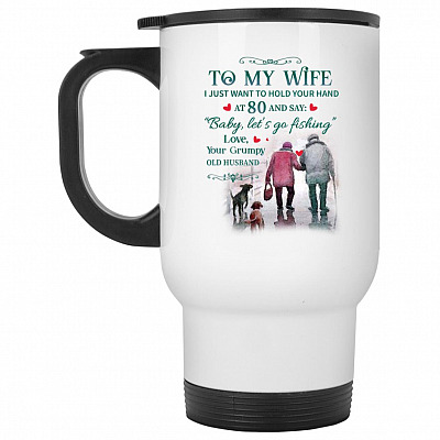 14 oz. White Travel Mug