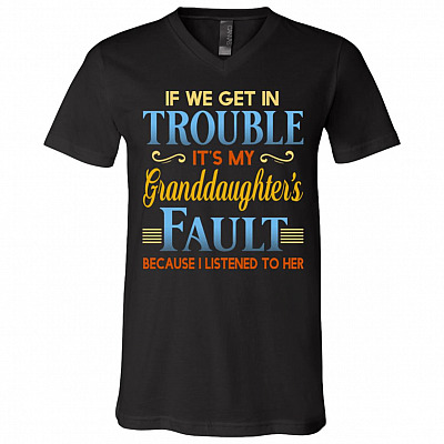If We Get In Trouble It's My T-shirt - V-neck, Black, V-Neck T-Shirt