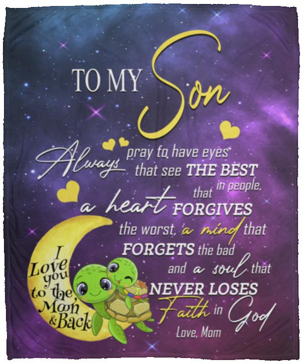 To My Son Mink Blaket, White, Cozy Plush Fleece Blanket - 50x60