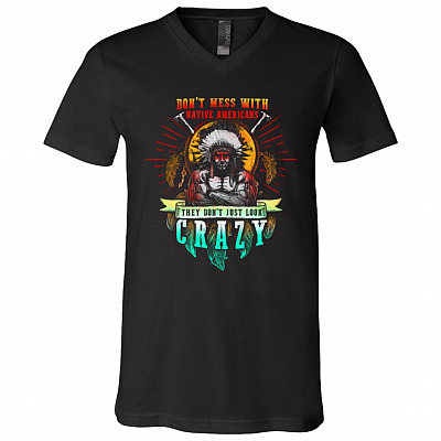 Native American Indian T Shirts, Black, V-Neck T-Shirt