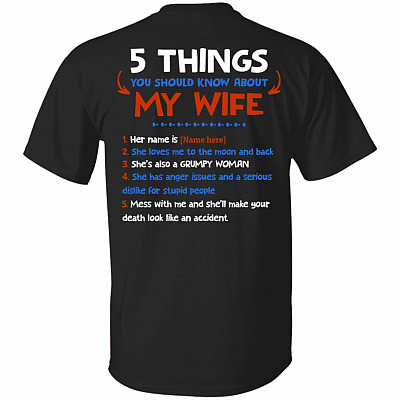 Personalized You Should Know About My Wife, Black, Unisex T-Shirt