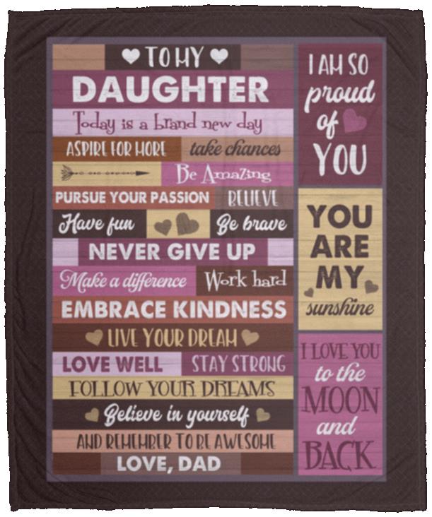 Dad To My Daughter Today Is A Brand, White, Cozy Plush Fleece Blanket - 50x60