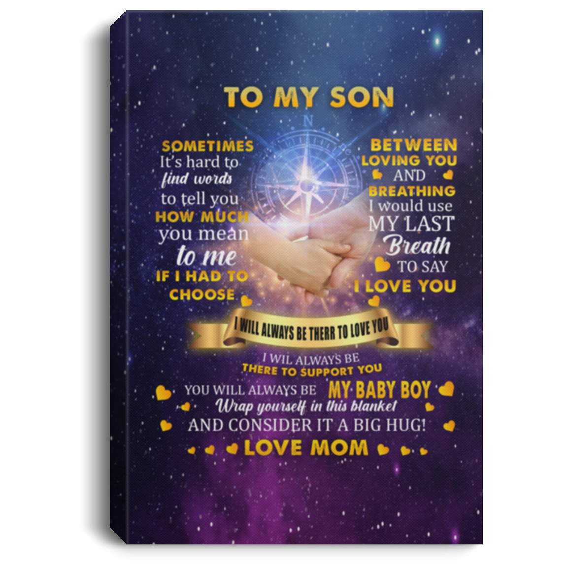 To My Son Bethlehem Framed Canvas - Hard To Find Words To Tell How You Mean To Me Unframed Poster, White, 0.75'' Framed Canvas