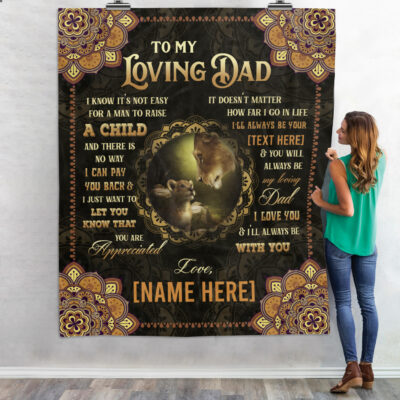 Alternative view of Personalized to My Loving Dad I Know It's Not Easy for A Man to Raise a Child Fleece Blanket - Mink Blanket