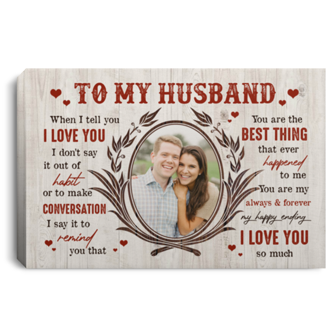 Personalized Photo To My Husband When I Tell You I Love You I Don't Say It Out Of Habit Framed Canvas - Unframed Poster, White, 0.75'' Framed Canvas