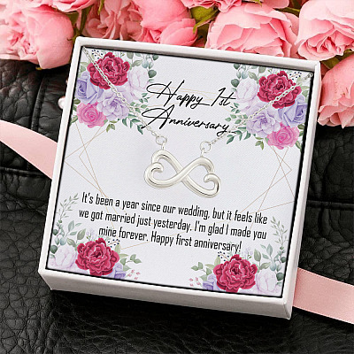 Alternative view of Happy First Anniversary I Love You Forever and Always Romantic Gift Infinity Heart Pendant Necklace