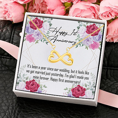 Happy First Anniversary I Love You Forever and Always Romantic Gift Infinity Heart Pendant Necklace