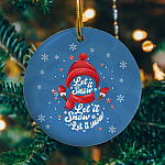 Let It Snow Snowman Shape Christmas Decorative Christmas Ornament Keepsake - Holiday Flat Circle Ornament
