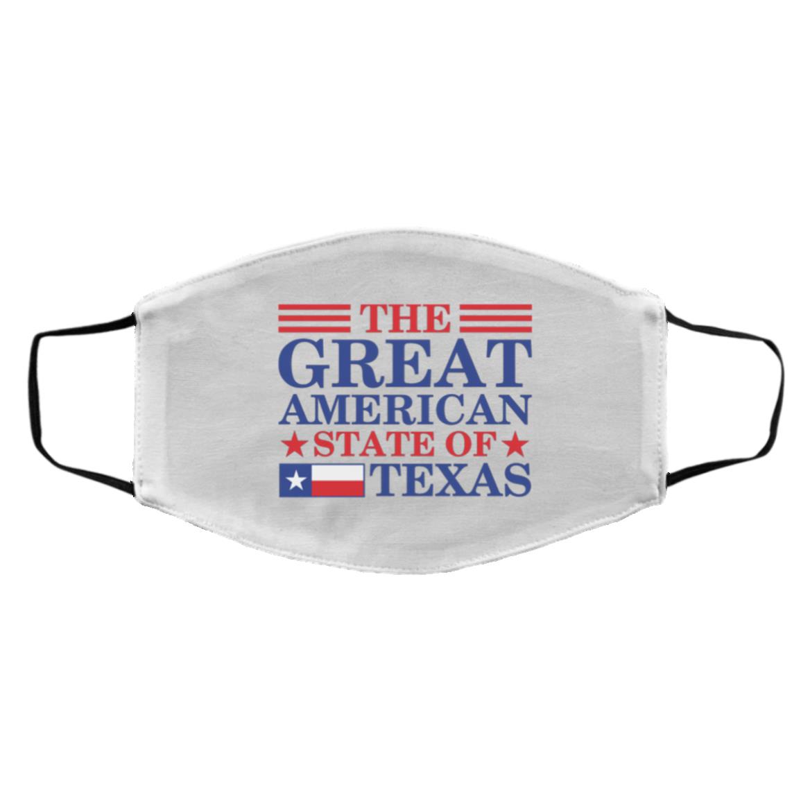 The Great American State of Texas Face Mask, White, Cloth Face Cover – Medium/Large