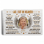 Custom Photo as I Sit in Heaven Angel Wings Memorial Sympathy Gift Framed Canvas Prints - Unframed Poster, White, 0.75'' Framed Canvas